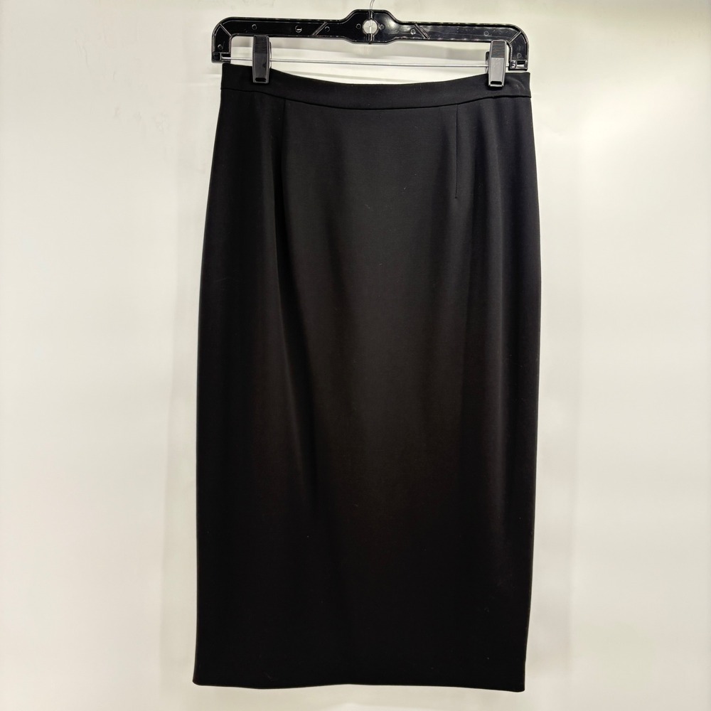 St John Collection Marie Gray Black Wool Silk Pencil Skirt Size 6 Vintage Luxury